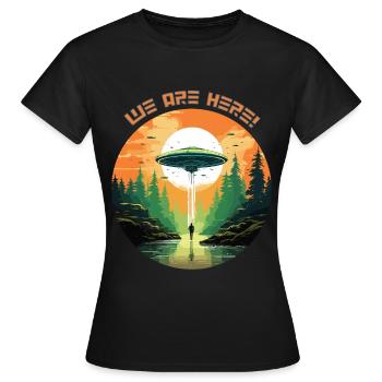 Les ovni sont là ! - T-shirt Femme - noir - Devant - AI Model Female 172 dark (172cm)