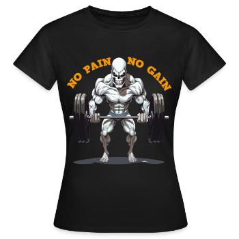 Musculation squelette No Pain No Gain - T-shirt Femme - noir - Devant - AI Model Female 172 dark (172cm)