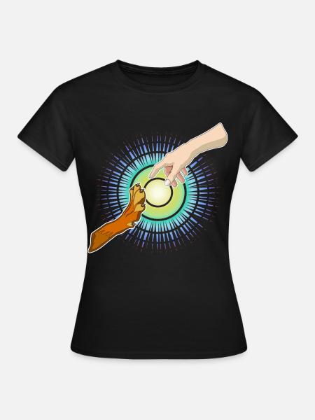 Hundepfote Menschenhand - Frauen T-Shirt - Schwarz