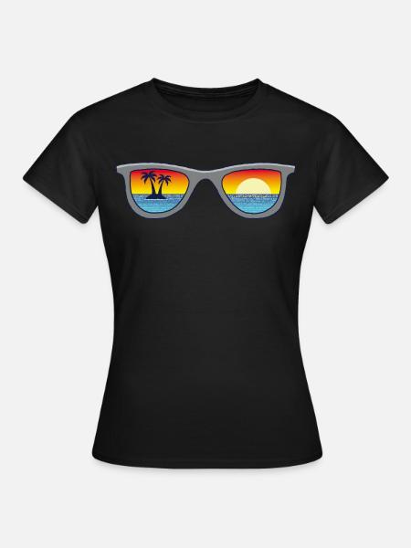 Sonnenbrille und Paradies - Frauen T-Shirt - Schwarz