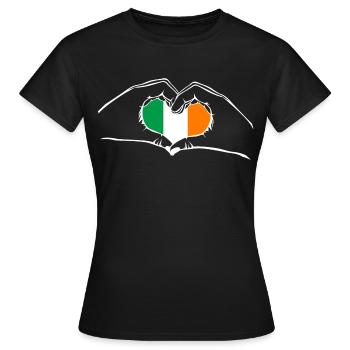 J’adore l’Irlande - coeur mains - T-shirt Femme - noir - Devant - AI Model Female 172 dark (172cm)
