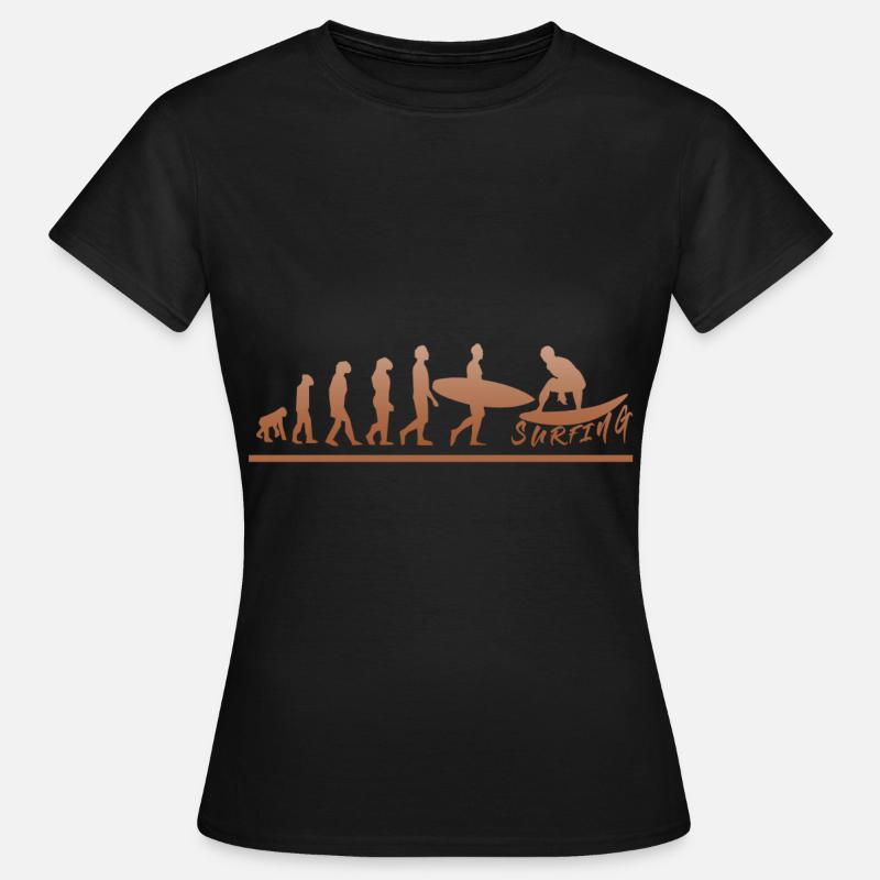 Surfen bis zur Evolution - Surfing until evolution - Frauen T-Shirt - Schwarz