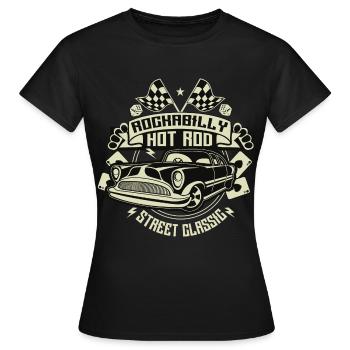 Rockabilly Hotrod. Retro Vintage Fifties Sixties - Frauen T-Shirt - Schwarz - Vorne - AI Model Female 172 dark (172cm)