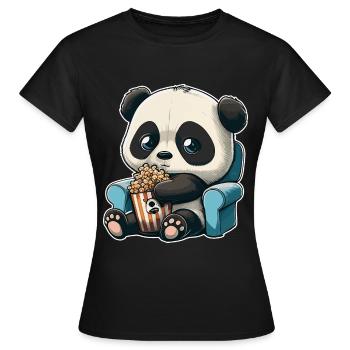 Série Junkie Series Marathon Panda Popcorn Canapé - T-shirt Femme - noir - Devant - AI Model Female 172 dark (172cm)