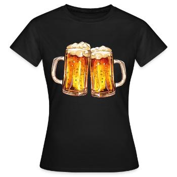Chopes à bière Chopes à bière Verres à bière Bière à boire de l’alcool - T-shirt Femme - noir - Devant - AI Model Female 172 dark (172cm)