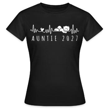 Annonce de grossesse Auntie 2027 Heartbeat - T-shirt Femme - noir - Devant - AI Model Female 172 dark (172cm)