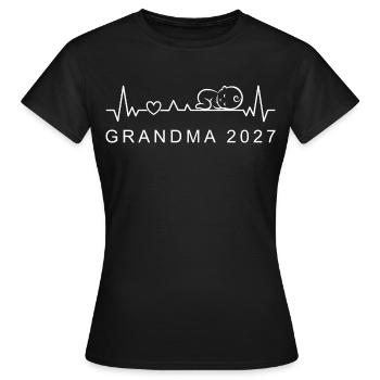 Großmutter 2027 Baby-Herzschlag-Schwangerschaftsankündigung - Frauen T-Shirt - Schwarz - Vorne - AI Model Female 172 dark (172cm)