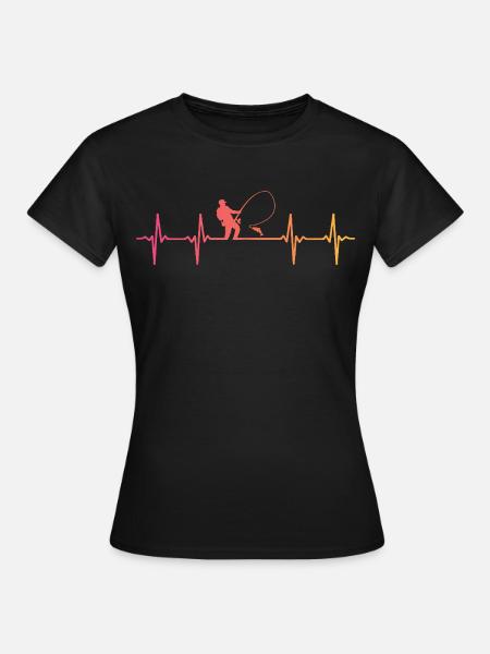 Angeln Herzschlag Angler Fischen - Frauen T-Shirt - Schwarz