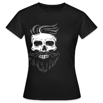 Crâne de hipster avec des cheveux hipster et moustache - T-shirt Femme - noir - Devant - AI Model Female 172 dark (172cm)