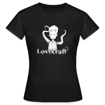 H. P. Lovecraft | Cartoon - Frauen T-Shirt - Schwarz - Vorne - AI Model Female 172 dark (172cm)