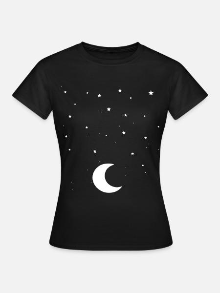 Mond und Sterne - Frauen T-Shirt - Schwarz
