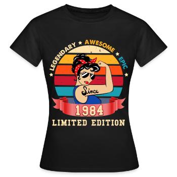 Woman Retro Anniversary Vintage 1984 Edition - Frauen T-Shirt - Schwarz - Vorne - AI Model Female 172 dark (172cm)