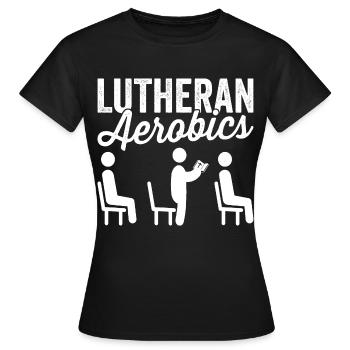 Confirmation de la religion de l’aérobic luthérienne - T-shirt Femme - noir - Devant - AI Model Female 172 dark (172cm)