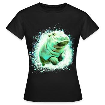 Nilpferd, Graffiti, Malerei, Baby - Frauen T-Shirt - Schwarz - Vorne - AI Model Female 172 dark (172cm)