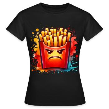 Mecker Frites Frites Frites - T-shirt Femme - noir - Devant - AI Model Female 172 dark (172cm)