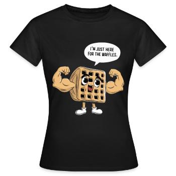 Je ne suis là que pour les gaufres - T-shirt Femme - noir - Devant - AI Model Female 172 dark (172cm)
