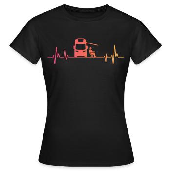camping-car sunset battement de coeur campeur - T-shirt Femme - noir - Devant - AI Model Female 172 dark (172cm)