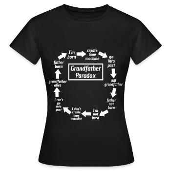 La science fiction de Nerd Geek, le paradoxe de grand-père - T-shirt Femme - noir - Devant - AI Model Female 172 dark (172cm)