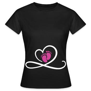 Grossesse Bébé Fille - T-shirt Femme - noir - Devant - AI Model Female 172 dark (172cm)