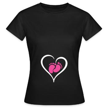 Grossesse Bébé Fille - T-shirt Femme - noir - Devant - AI Model Female 172 dark (172cm)