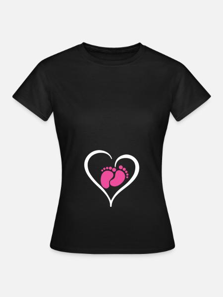Grossesse Bébé Fille - T-shirt Femme - noir