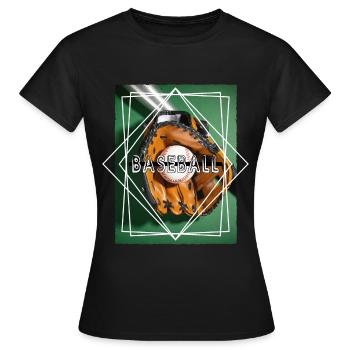 Baseball Ball Handschuh Schläger Vintage Retro - Frauen T-Shirt - Schwarz - Vorne - AI Model Female 172 dark (172cm)