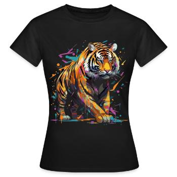Wütender Tiger. Wut im Graffiti-Stil. - Frauen T-Shirt - Schwarz - Vorne - AI Model Female 172 dark (172cm)