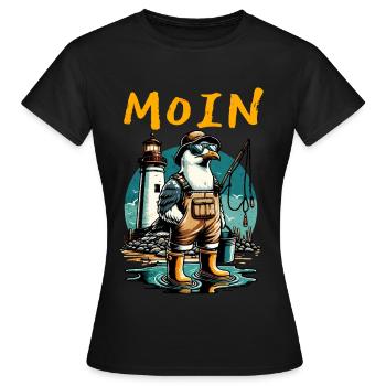 BONJOUR - T-shirt Femme - noir - Devant - AI Model Female 172 dark (172cm)