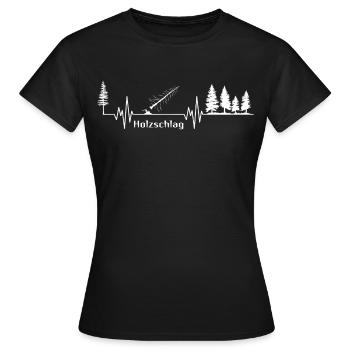Holzschlag Waldherz Herzschlag Holzfäller Rhythmus - Frauen T-Shirt - Schwarz - Vorne - AI Model Female 172 dark (172cm)