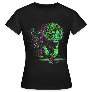 Lion Running Lion Head Colorful Predator Animal Wild - Women's T-Shirt - black - Front - AI Model Female 172 dark (172cm)