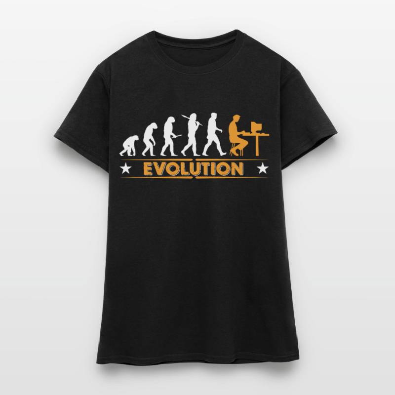 Computer Nerd Evolution - orange/weiss T-shirt Femme