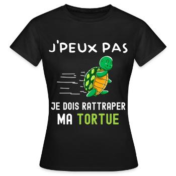 Humour cadeau tortue qui court - T-shirt Femme - noir - Devant - AI Model Female 172 dark (172cm)