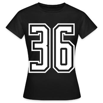 36 Numéro de numéro - T-shirt Femme - noir - Devant - AI Model Female 172 dark (172cm)