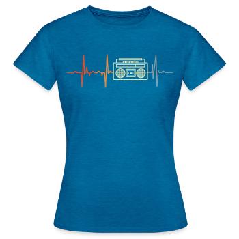 Mon cœur bat pour la musique hip-hop - T-shirt Femme - bleu saphir antique chiné - Devant - AI Model Female 172 dark (172cm)