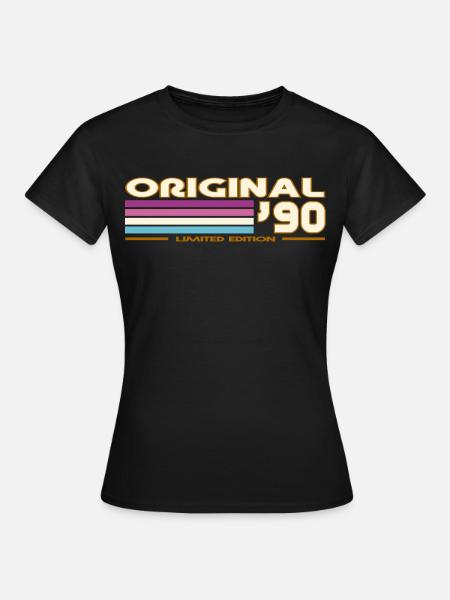 Originale 90er Retro-Streifen - Frauen T-Shirt - Schwarz