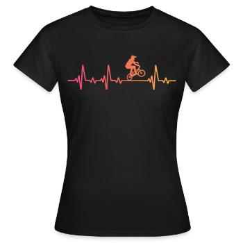 BMX Bike Sunset BMX Rider's Heartbeat - Frauen T-Shirt - Schwarz - Vorne - AI Model Female 172 dark (172cm)