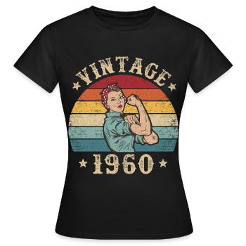 60. Geburtstag 60 Jahre Frauen Damen 1960 Retro - Frauen T-Shirt - Schwarz - Vorne - AI Model Female 172 dark (172cm)