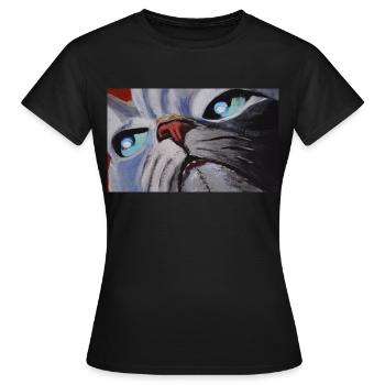 Katze Cartoon Comic - Frauen T-Shirt - Schwarz - Vorne - AI Model Female 172 dark (172cm)