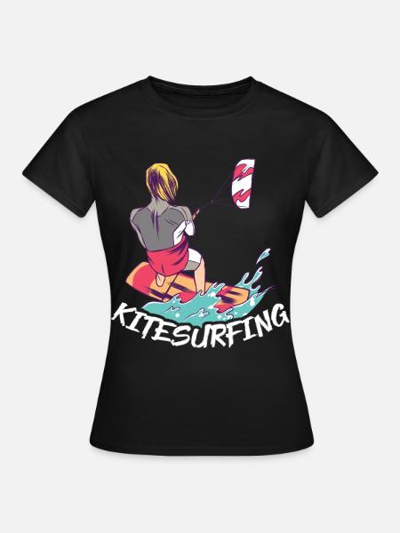 Kitesurfen Kiteboarding Kite Kiten - Frauen T-Shirt - Schwarz