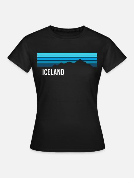 Île Islande Geysir Fjords Volcan - T-shirt Femme - noir