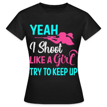 Shooting Girl - Frauen T-Shirt - Schwarz - Vorne - AI Model Female 172 dark (172cm)