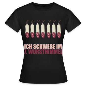 Ich schwebe im 7 Wursthimmel - Frauen T-Shirt - Schwarz - Vorne - AI Model Female 172 dark (172cm)