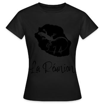 La Réunion 974 Département Français - T-shirt Femme - noir - Devant - AI Model Female 172 dark (172cm)