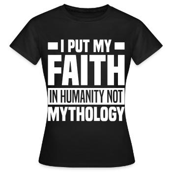 Atheismus Sprüche - Frauen T-Shirt - Schwarz - Vorne - AI Model Female 172 dark (172cm)