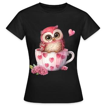 Hiboux hiboux - T-shirt Femme - noir - Devant - AI Model Female 172 dark (172cm)