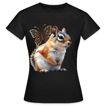 Fliegendes Eichhörnchen - Frauen T-Shirt - Schwarz - Vorne - AI Model Female 172 dark (172cm)