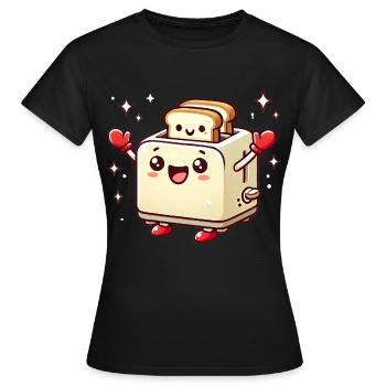 Grille-pain heureux avec des ondes positives - T-shirt Femme - noir - Devant - AI Model Female 172 dark (172cm)