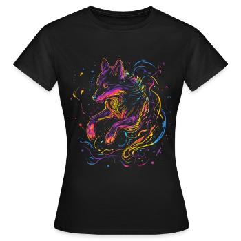Wolf Wolf Head Wolves Wolf Pack Nature Neon Colorful - Women's T-Shirt - black - Front - AI Model Female 172 dark (172cm)