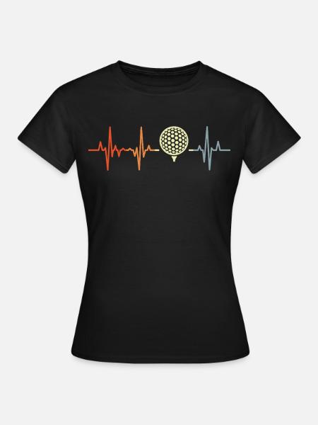 Herzschlag Golf Ball - Frauen T-Shirt - Schwarz