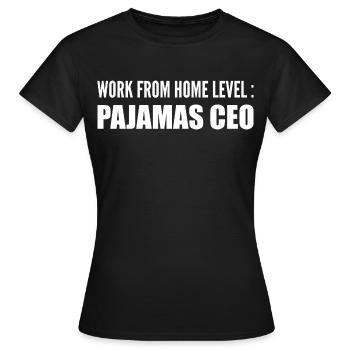 Work from home level : pajamas ceo - T-shirt Femme - noir - Devant - AI Model Female 172 dark (172cm)
